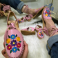Pink flower Mexican huarache
